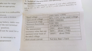 Характеристики мегаомметра Характеристики мегаомметра
